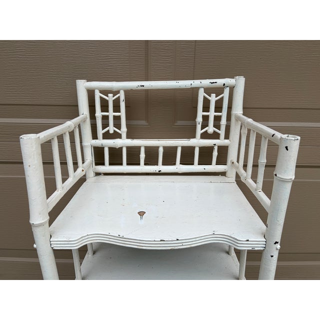 Wood Late 19th Century American Victorian White Painted Bamboo Étagère For Sale - Image 7 of 12