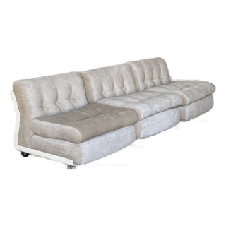 1960s Amanta Modular Sofa by Mario Bellini, B&b Italia, Sand Velvet For Sale