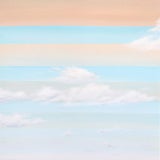 Morning Breeze 2 - Contemporary Landscape Pastel Soft Blue and Orange Original Painting on Canvas by Nichole McDaniel For Sale