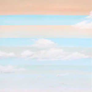 Morning Breeze 2 - Contemporary Landscape Pastel Soft Blue and Orange Original Painting on Canvas by Nichole McDaniel