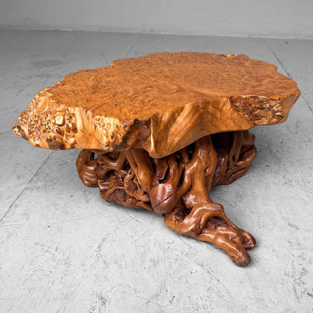 Wood Mid-Century Yakusugi (Yakusugi) Burl Wood Plant Stand, Japan, 1940s For Sale - Image 7 of 14