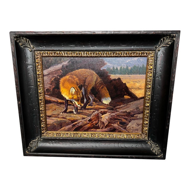 Original Wildlife Oil Painting “Outfoxed”, Framed. For Sale