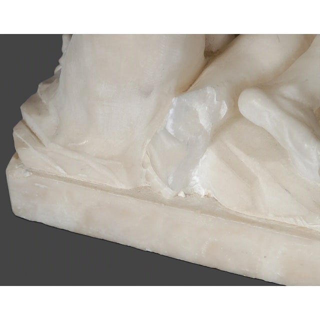 White Pair of Antique Italian Marble Mythological Sculptures, Hercules & Diomedes and Menelaus Carrying Patroclus, Attributed to Antonio Frilli Description For Sale - Image 8 of 14