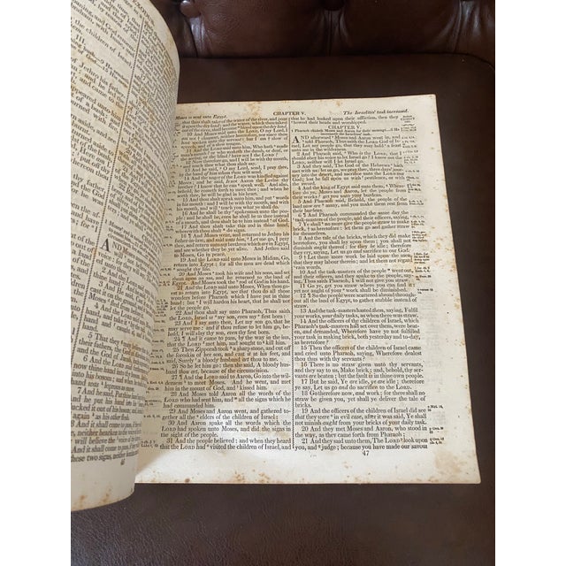 Animal Skin Antique Holy Bible 1848 New&Old Test./Canne's Marginal Notes/Apocrypha Tooled Leather Engraved. For Sale - Image 7 of 12