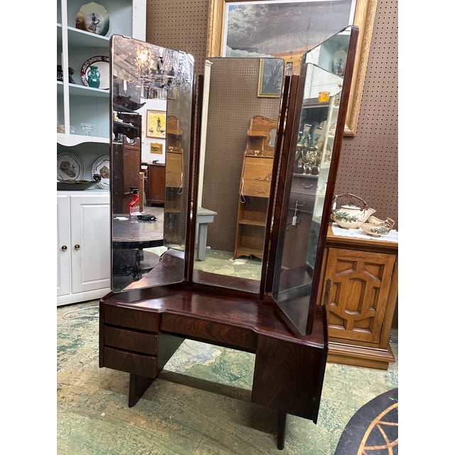 Mid-Century Modern 1950s Danish Modern Petite Rosewood Vanity Desk Table For Sale - Image 3 of 8