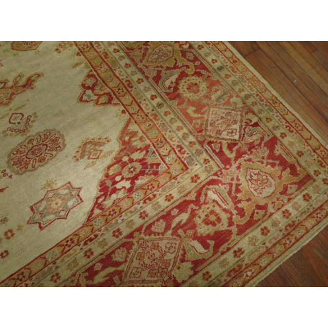 Red Antique Ivory Sultanabad Persian Carpet For Sale - Image 8 of 18