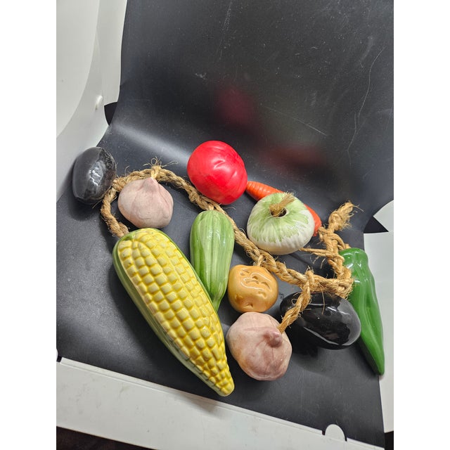 American Vintage Rustic Ceramic Vegetables on a Rope For Sale - Image 3 of 3