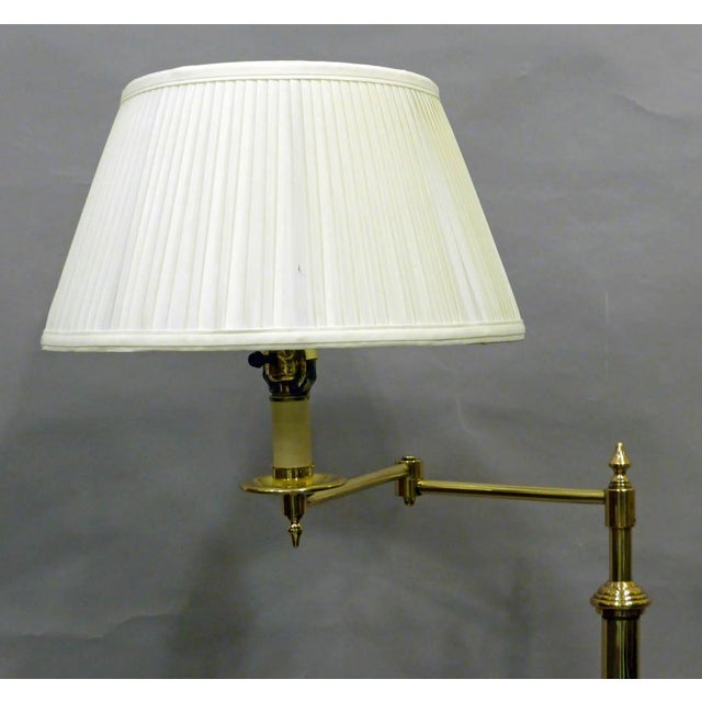 Mid-Century English Brass Floor Lamp With Mahogany Reeded ...