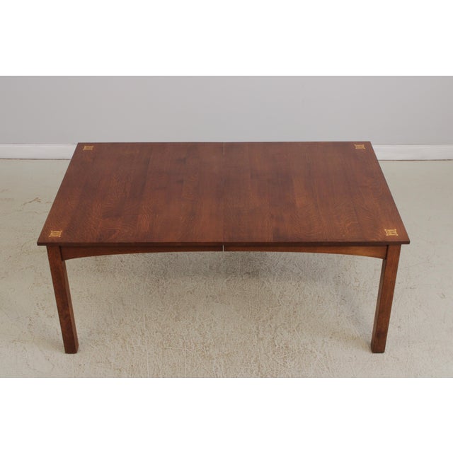 Mission Stickley Mission Oak Inlaid Harvey Ellis Dining Table For Sale - Image 3 of 16
