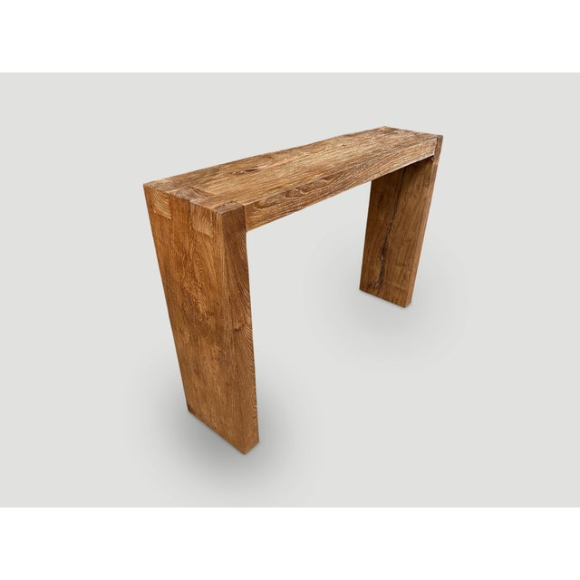 Andrianna Shamaris Minimalist Reclaimed Teak Wood Console Table For Sale In New York - Image 6 of 6