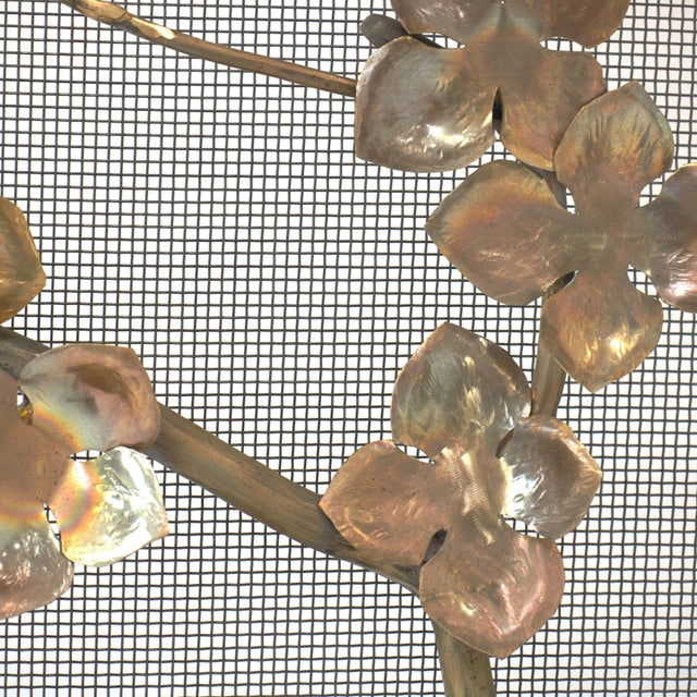 Contemporary Aged Silver Sakura Fireplace Screen Iron For Sale - Image 3 of 8