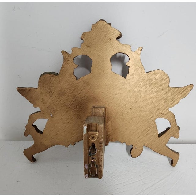 Vintage Baroque Rococo Revival Gilt Cherub Bed Crown & Curtain Cornice – Ornate Wall Pediment -Three Pieces For Sale - Image 12 of 12