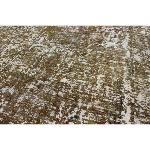 Mid 20th Century Vintage Persian Rug With Modern Design in Shades of Yellow-Green For Sale - Image 4 of 10