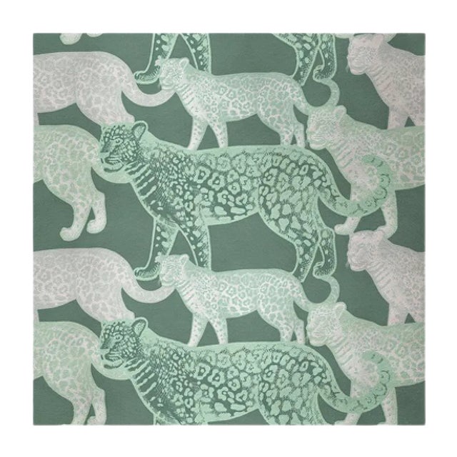 Walking Leopards 4 Fabric Wall Covering by Chiara Mennini for Midsummer-Milano For Sale