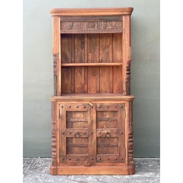Mid-Century Modern Vintage Hand Carved Teak Cabinet For Sale - Image 3 of 12
