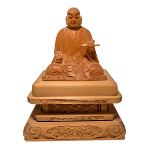 Vintage Japanese Nichiren Shonin Buddhist Monk Hand Carved Wooden Statue