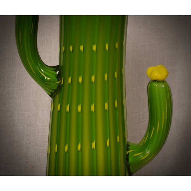 2000 - 2009 Vintage Murano Green and Yellow Art Glass Vase, 2000 For Sale - Image 5 of 10