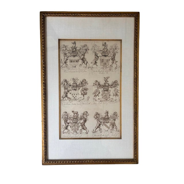 Illustration Two English 18th Century Pen and Ink Heraldic Illustrations of the Achievements of Earls For Sale - Image 3 of 8