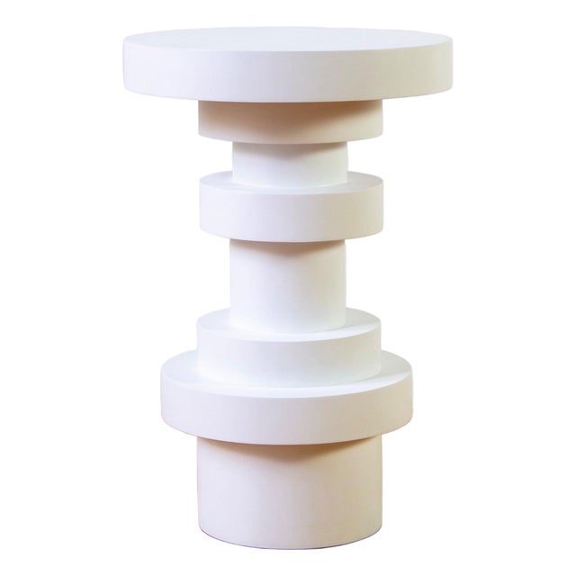 Sass Tall Side Table, White, Modern, Wood End Table, Factory 2nd, Modern Accent Table, Pedestal For Sale