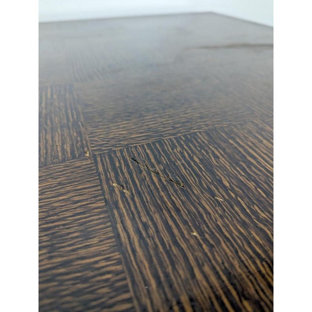 Brown Art Deco Extendable Oak Table with Checkerboard Top in the style of Charles Dudouyt, 1930s For Sale - Image 8 of 12