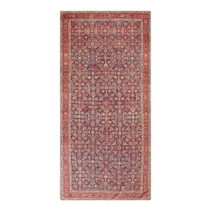 Spectacular Navy Blue and Red Color With Florid and Symmetric Design Antique N W Persian Rug