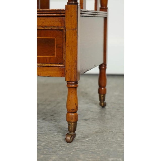 Vintage Walnut Canterbury Newspaper Rack with Brass Handles J1 For Sale - Image 5 of 15