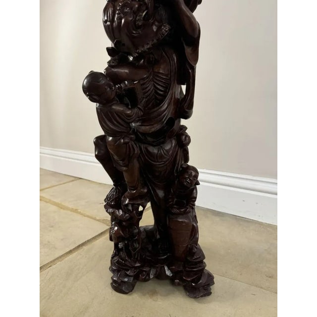 Large Antique Carved Hardwood Chinese Figure, 1900 For Sale - Image 4 of 9