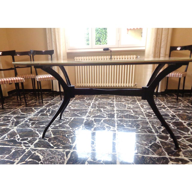 Mid-Century Modern Oval Table with Marbled Glass attributed to Paolo Buffa, 1950s For Sale - Image 3 of 14