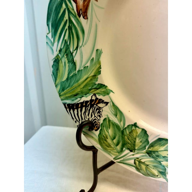 Ceramic Vintage Palm Beach Regency Oggetti Safari Decorative Plate and Candlestick Holder Set For Sale - Image 7 of 11