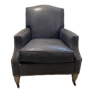 Lillian August Bluish-Gray Leather Easy Chair For Sale
