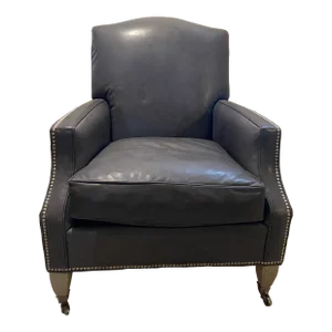 Lillian August Bluish-Gray Leather Easy Chair