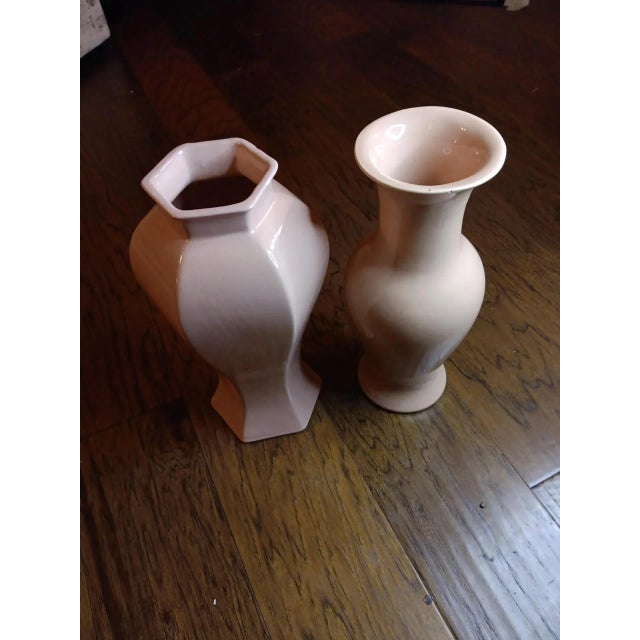 Pink 1970s Pair of Hyalyn Usa Studio Art Pottery Pink Decorative Vases For Sale - Image 8 of 8