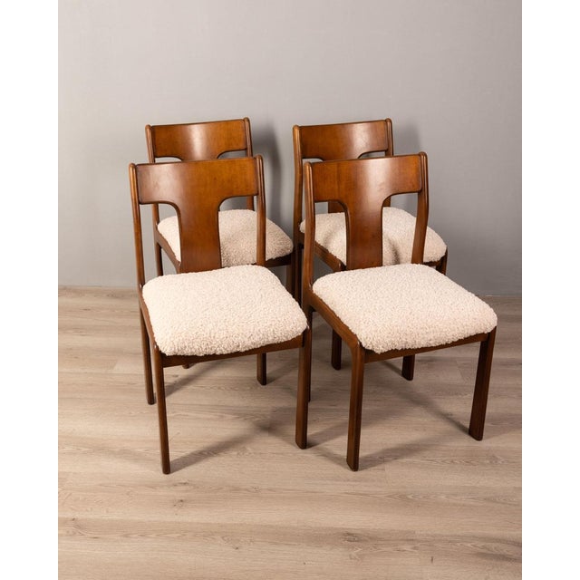 Brown Vintage Italian Chairs in White Fabric, Set of 4 For Sale - Image 8 of 8