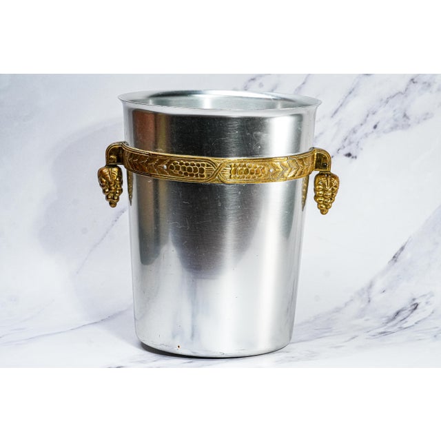 1930s Incredible Art Deco Antique Aluminum Brass Wine Cooler Ice Bucket Grape Design Trophy Presentation Horse Show For Sale - Image 9 of 12
