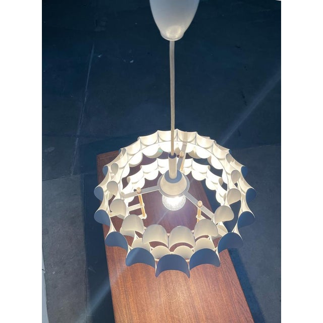 Mid-Century Swiss White Metal Pendant Lamp by H. Zender for Temde, 1960s For Sale - Image 4 of 18
