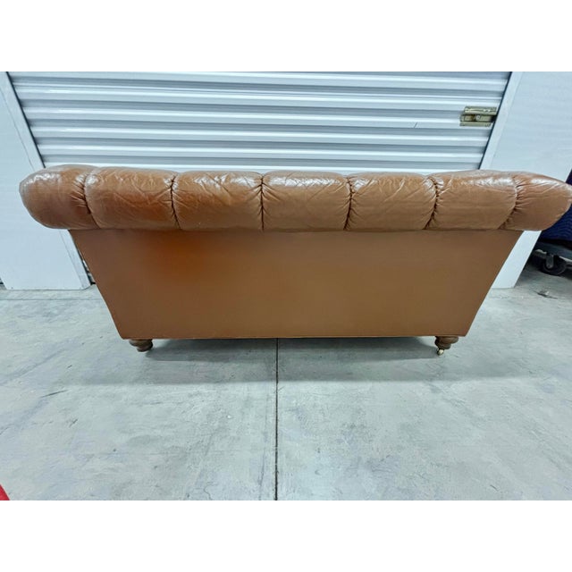 Rare Iconic Vintage Cocheo Brothers Chesterfield Tufted Leather Loveseat Sofa For Sale - Image 12 of 12
