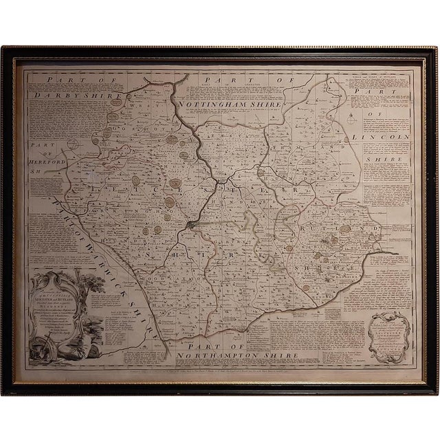 Antique Map of Leicester and Rutland by Tinney & Sayer, 1756 For Sale