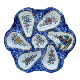 French Faience Oyster Plate Circa 1920 For Sale