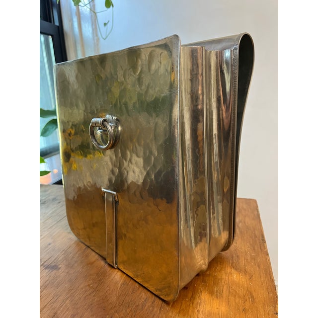Extremely MCM Jean Goardere hammered handmade pewter letter and file holder made in France. 70s Mod sleek silver...