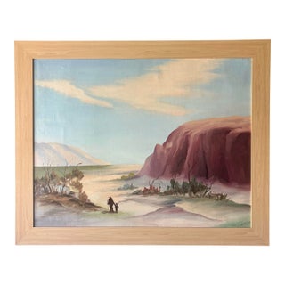 Late 20th Century Large American Southwestern Landscape Painting, Signed, Framed For Sale