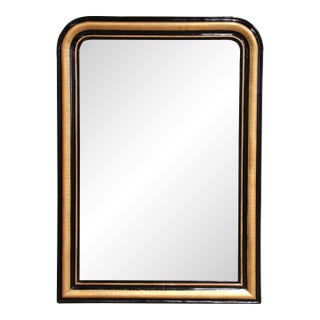 19th Century French Louis Philippe Two-Tone Gilt and Blackened Wall Mirror For Sale
