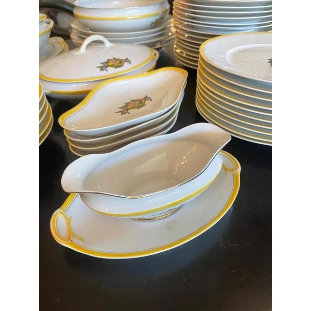 Yellow Art Deco French Service in Porcelain from Limoges, 1920s, Set of 49 For Sale - Image 8 of 16