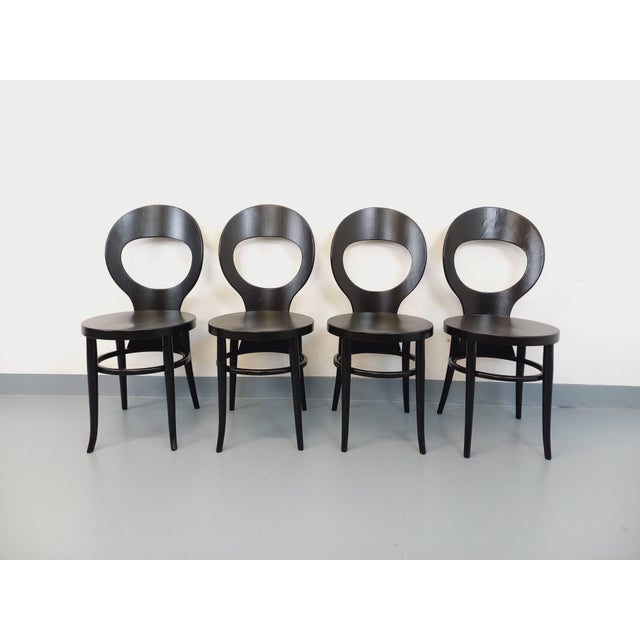 Vintage Mouette Chairs in Black Wood from Baumann, 1960s, Set of 4 For Sale - Image 15 of 18