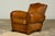 1920s French Art Deco Scalloped Back Cognac Leather Club Chairs – A Pair For Sale In New York - Image 6 of 18