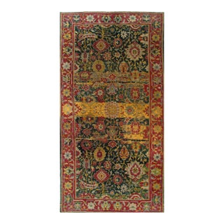 Green Color Fine Antique Hand Knotted Agra 6' X 11'8'' For Sale