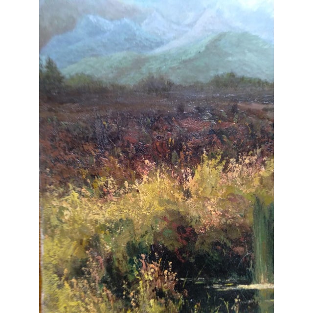 Rustic European Early 20th Century Storm Over the Heath With Thatched Cottage Oil Painting For Sale - Image 3 of 6
