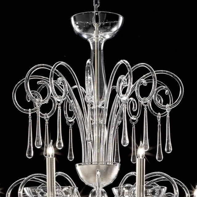 Mid-Century Modern Huge Venetian Elegant Transparent “Curls” Murano Glass Chandelier For Sale - Image 3 of 6