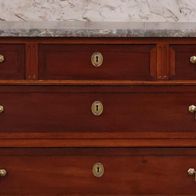 Wood 19th Century Louis XVI 3 Drawer Chest With Grey Marble Top For Sale - Image 7 of 8