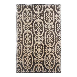 Hand Knotted Borderless Ikat Design Rug. 05'09" X 09'00" For Sale