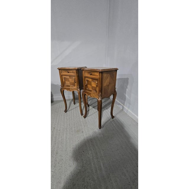 French Walnut Bedside Lamp Tables, 1880, Set of 2 For Sale - Image 12 of 14